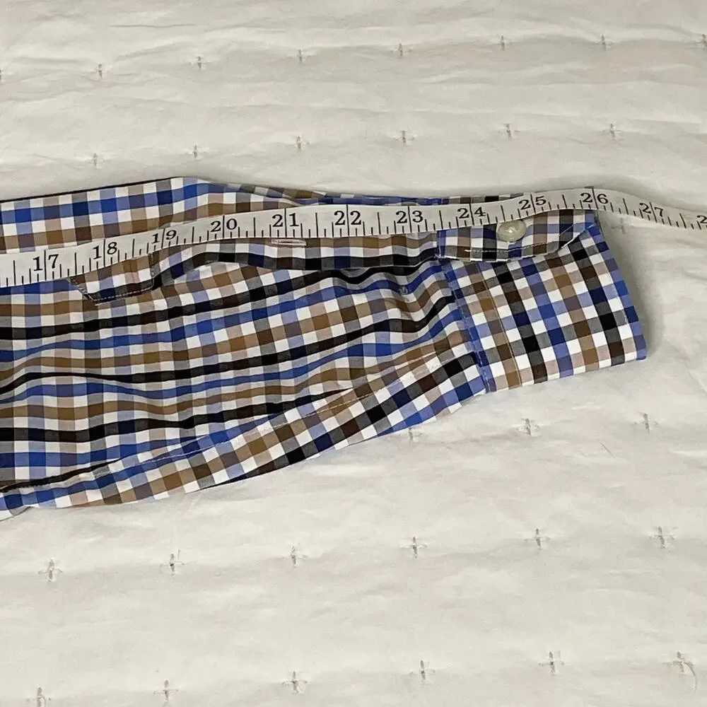 Banana Republic Supima Cotton Sport Shirt Men’s M Blue Brown Plaid